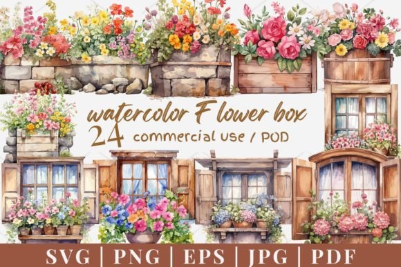 24 Flower Box Vector Set: Versatile Design Assets for Creative Projects