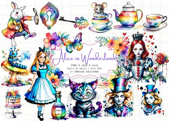 Alice in Wonderland Clipart for Design Projects