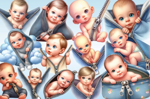 Baby Peeking out Zipper Sublimation PNG Design for Crafters