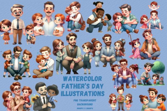 Cartoon Style Father's Day Illustrations