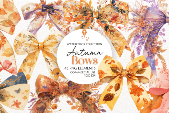 Coquette Autumn Bows Clipart Sublimation