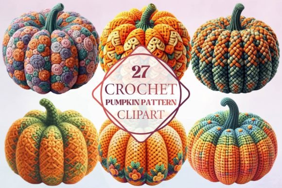Crochet Pumpkin Pattern Clipart – A Handcrafted Display Font
