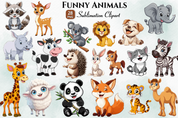 Cute Funny Animal Sublimation Clipart for Creative Projects