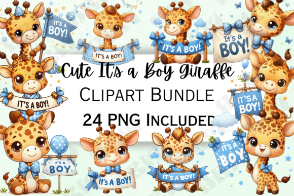 Cute It's a Boy Giraffe Clipart