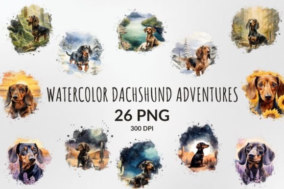 Dachshund Adventures Sublimation Clipart for Creative Projects