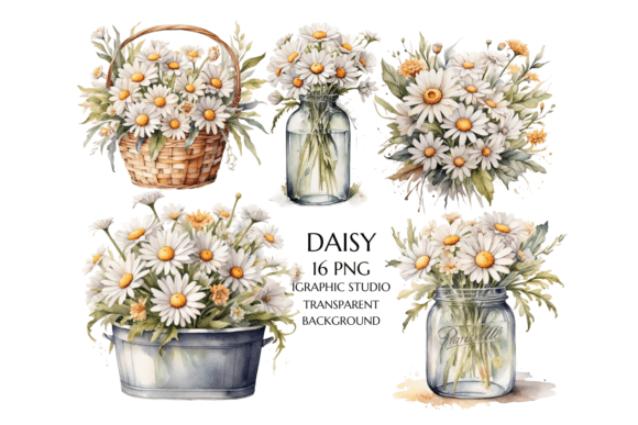 Daisies Bouquet Clipart & Daisy Clipart for Creatives