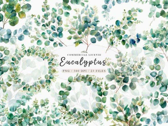Eucalyptus Bundle & Clipart: Design Versatility