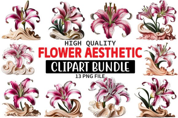 Flower Aesthetic Clipart Bundle