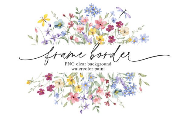 Flowers Frame Border Banner Drawing PNG