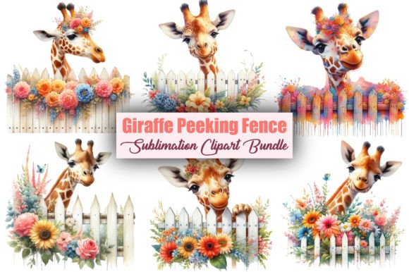 Giraffe Peeking Fence Sublimation Bundle
