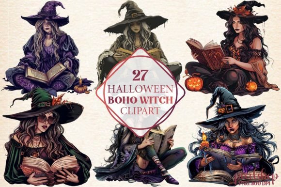 Halloween Boho Witch Clipart: Design Magic