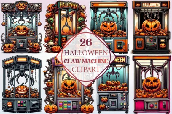 Halloween Claw Machine Clipart: A Playful Display Font for Spooky Projects