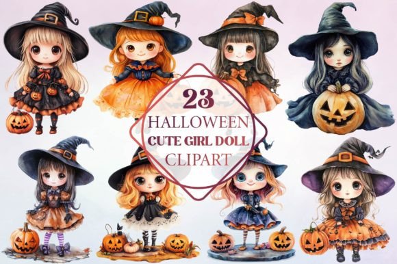 Halloween Cute Girl Doll Clipart
