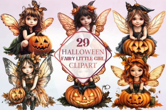 Halloween Fairy Little Girl Clipart: Whimsy Meets Spooky Design