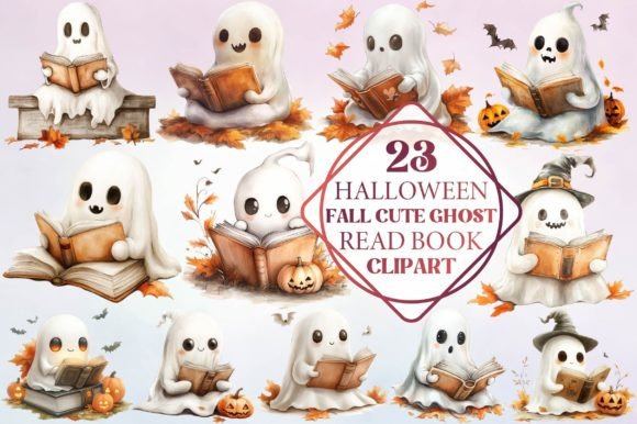 Halloween Fall Cute Ghost Read Book