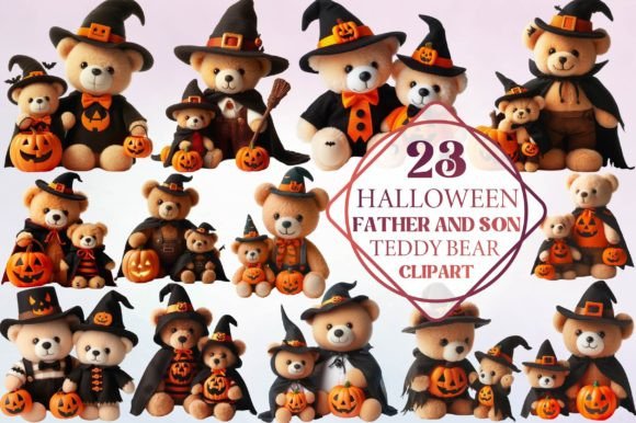 Halloween Father and Son Teddy Bear: A Playful Typeface with Character