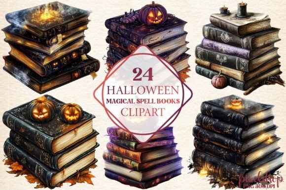 Halloween Magical Spell Books Clipart: Enchanting Design Assets