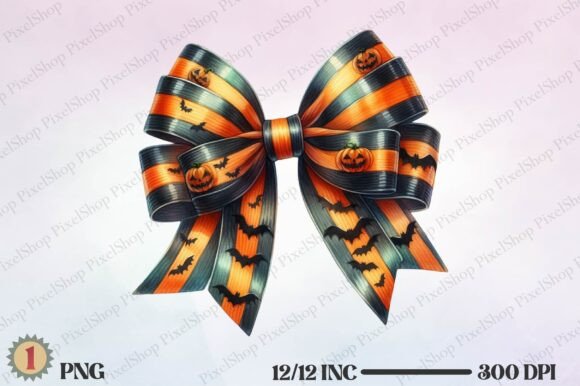 Halloween Movie Striped Coquette Bow: A Design Asset with Vintage Horror Charm