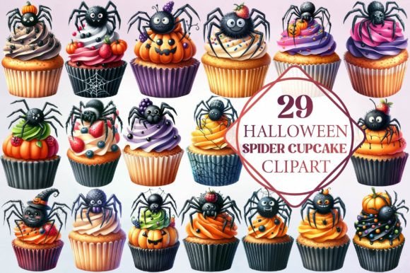 Halloween Spider Cupcake Clipart