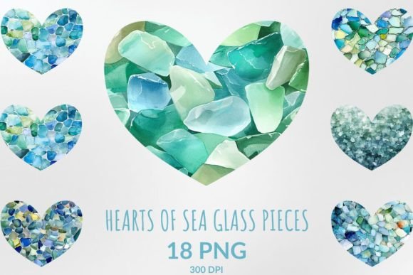 Hearts of Sea Glass Pieces Sublimation