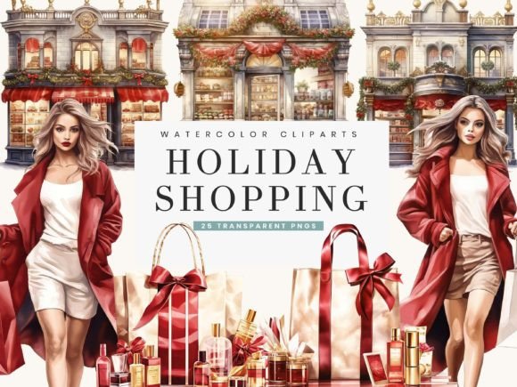 Holiday Shopping Clipart Bundle for Designers and Marketers