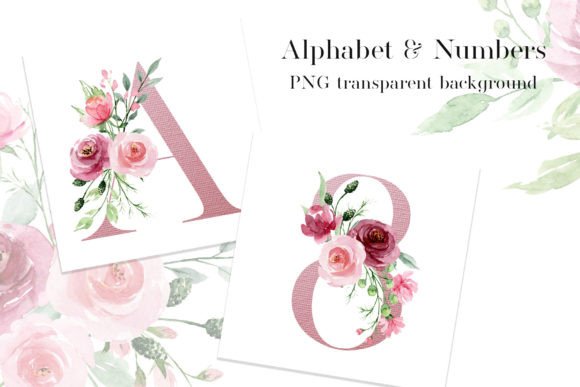 Letters, Numbers, Pink Floral Alphabet