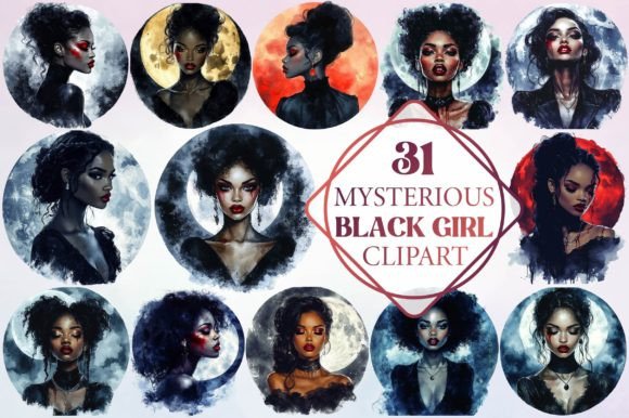 Mysterious Black Girl Clipart: A Bold Display Font for Creative Projects