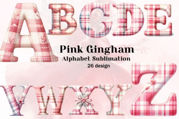 Pink Gingham Alphabet Sublimation