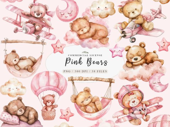 Pink Teddy Bear Clipart, Sweet Dreams