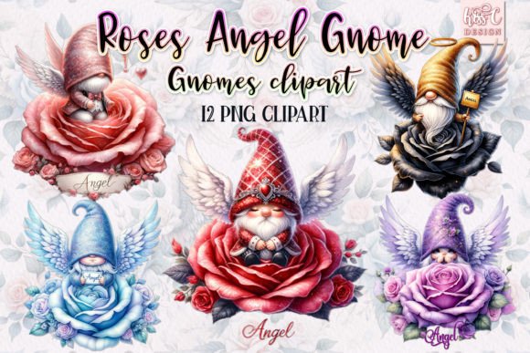Roses Angel Gnome Clipart Collection
