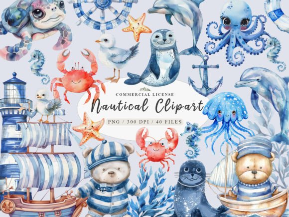 Sailor Clipart & Baby Nautical Clipart for Design Projects