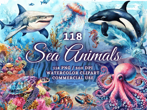 Sea Animals Clipart: Versatile PNG Assets for Creative Projects