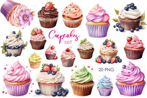 Set of Cupcakes Sublimation PNG Clipart
