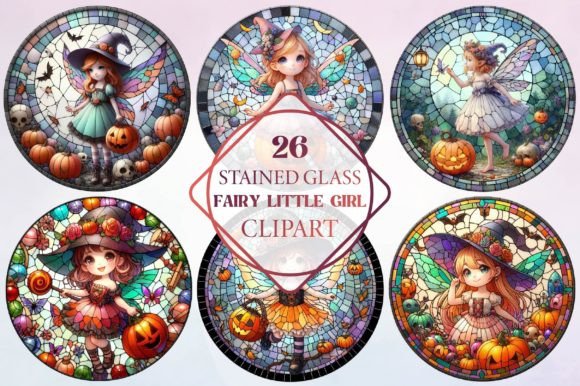 Stained Glass Fairy Little Girl Clipart for Creative Projects