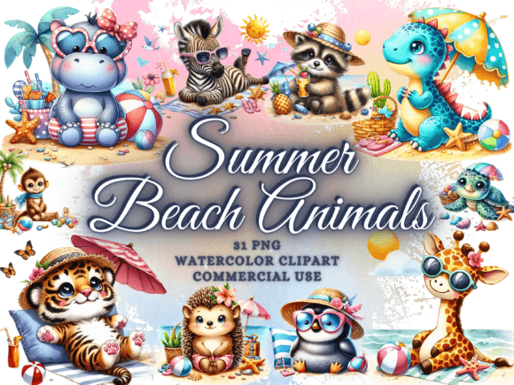 Summer Beach Animals Clipart Summer Png: Your Seasonal Design Shortcut