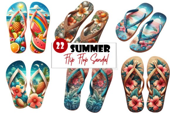 Summer Flip Flop Sandal Clipart Bundle for Designers
