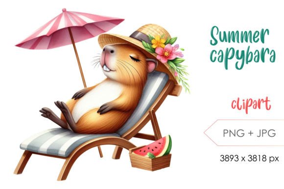 Summer Relax Capybara PNG Sublimation for Creative Projects