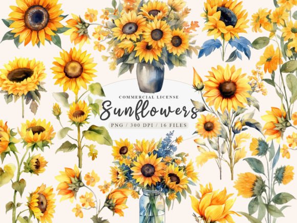 Sunflower Clipart & Modern Wreath Clipart for Today’s Creatives