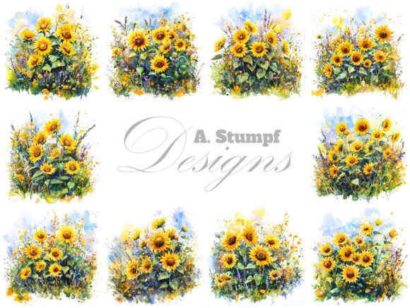 Sunflowers Floral Botanical Clipart Set
