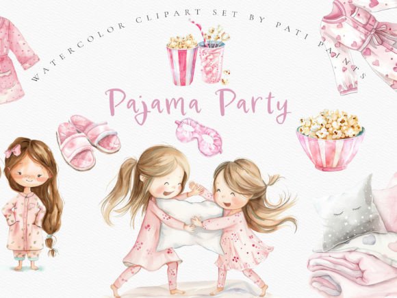 The Pink Pajama Party Clipart Pack: Design Assets with Personality