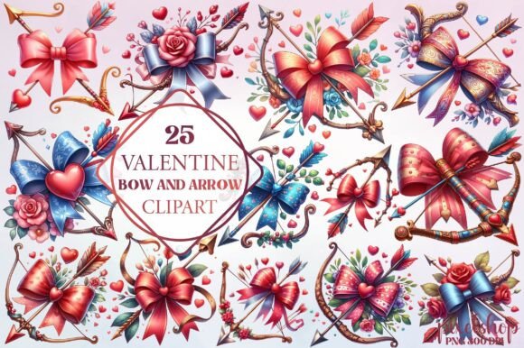 Valentine Bow and Arrow Clipart for Design Projects