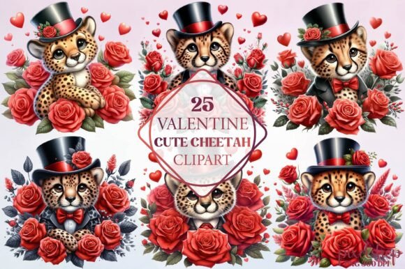 Valentine Cute Cheetah Clipart