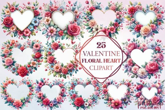 Valentine Floral Heart Clipart for Designers and Creators