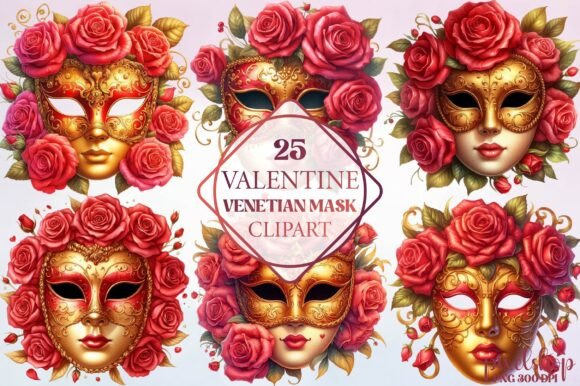 Valentine Venetian Mask Clipart for Elegant Branding