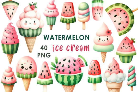 Watermelon Ice Cream Clipart Collection